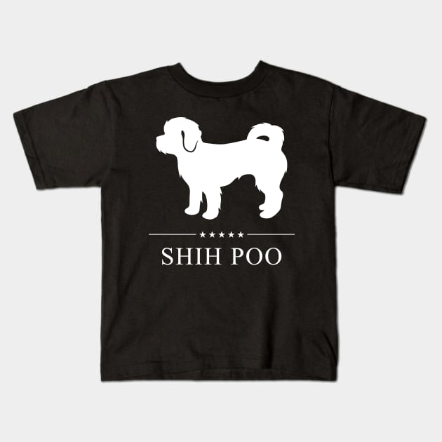 Shih Poo Dog White Silhouette Kids T-Shirt by millersye